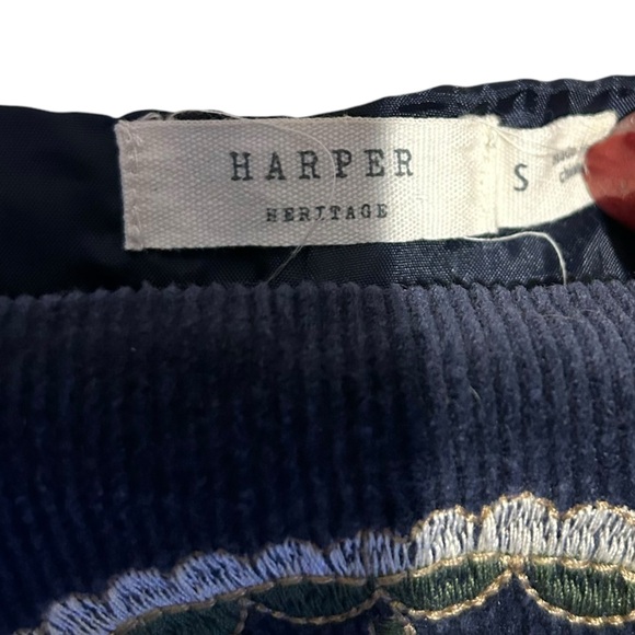 Harper Heritage Embroidered Mini Skirt Womens Size S Cotton Navy - Picture 5 of 10